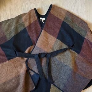 Plaid Wrap Shawl with Belt
